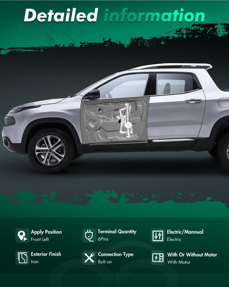 SCITOO منظم نافذة كهربائية جانبية أمامية يسار مع محرك بديل لسيارة هوندا سيفيك 2006-2011، استبدال# 748-476 - Image 3